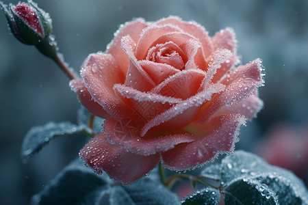 冰雕玫瑰绽放背景图片