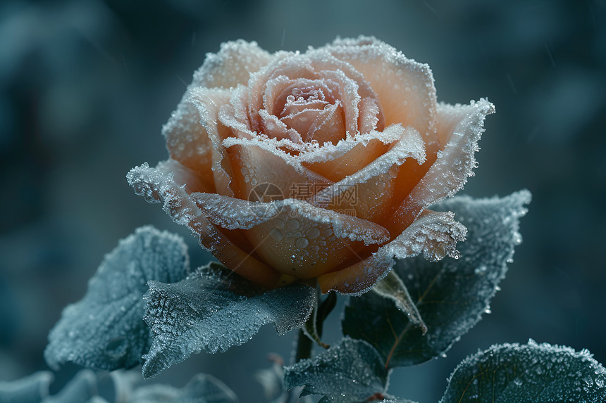 冰冻的玫瑰雕塑图片