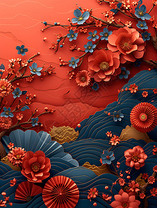 手工制作的花卉艺术品背景图片