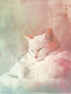 宠物猫猫可爱的白色猫咪插画