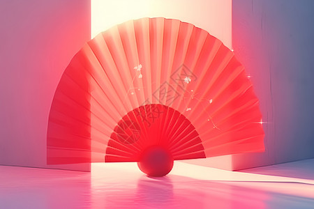 阳光下的红色折扇背景图片