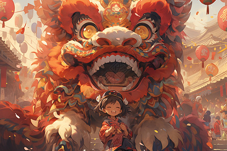 龙年欢乐舞狮背景图片