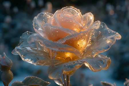 蔷薇花束冰凝蔷薇冬日坚韧的美丽插画