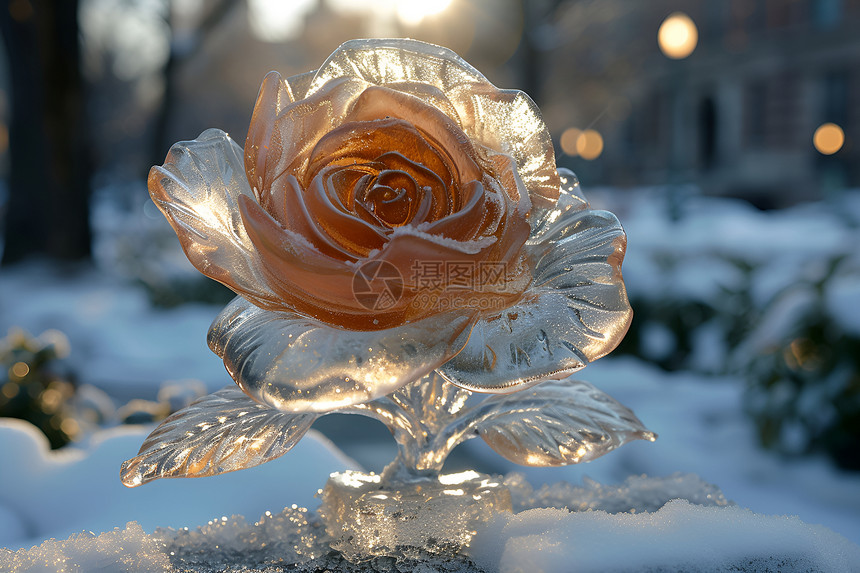 冬日花朵冰雕之美图片