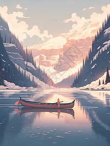 湖边寂静冬日帆影背景图片