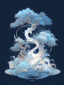 云中之树背景图片