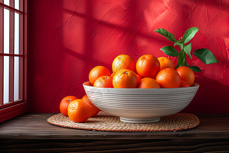 春节摆放的橘子背景图片