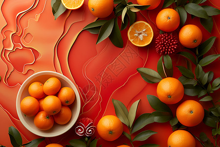 新年桌上的橙子高清图片