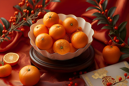 新年摆放的橙子背景图片