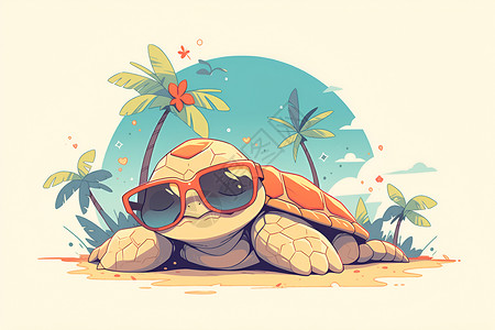 沙滩上的海龟背景图片