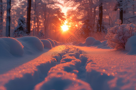 森林雪地冬日雪地背景