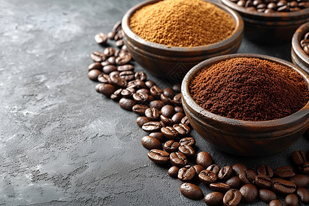 桌面上健康的咖啡粉背景图片