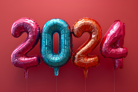 彩色的2024气球背景图片