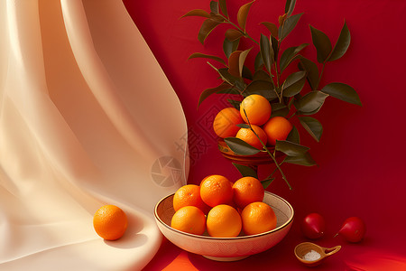 新年如意橙满美景背景图片