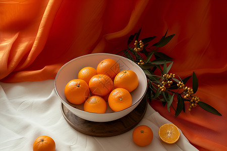 喜庆氛围下的橘子背景图片