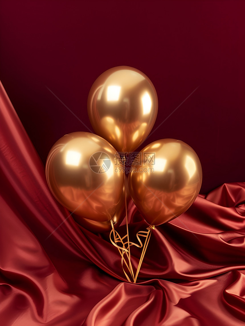 金色气球装饰图片