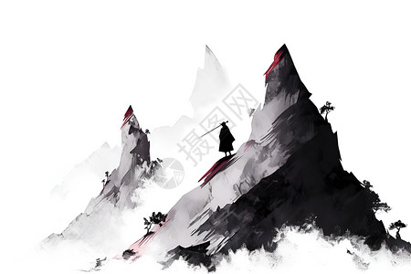 水墨的山脉画作背景图片
