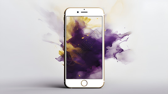 手机极简素材手机屏幕的紫色插画