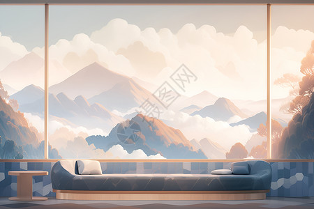 室内温馨的客厅绘画背景图片