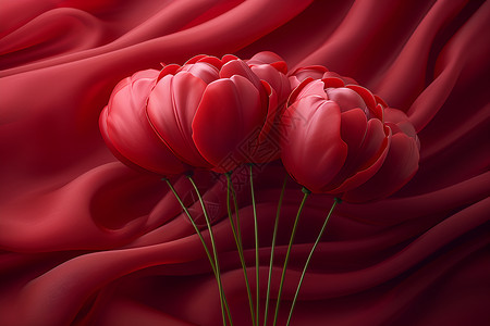 花朵绘画素材绽放的红色花朵设计图片
