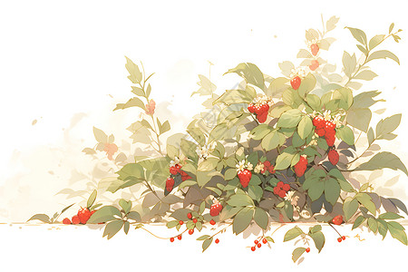 红浆果丛艺术浆果丛高清图片