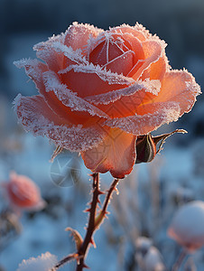 雪中花朵的静谧之美高清图片
