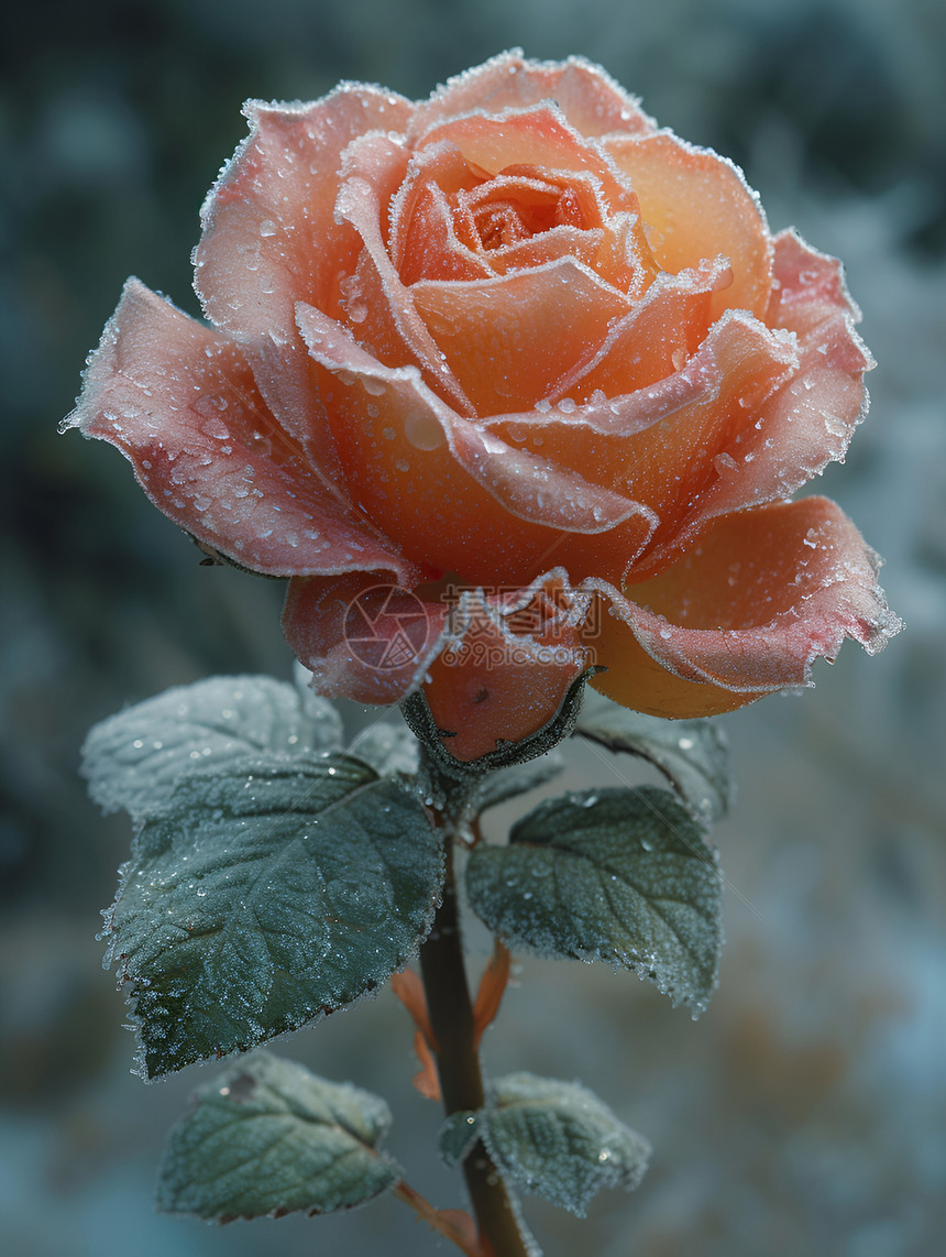 冰雪中的玫瑰之美图片