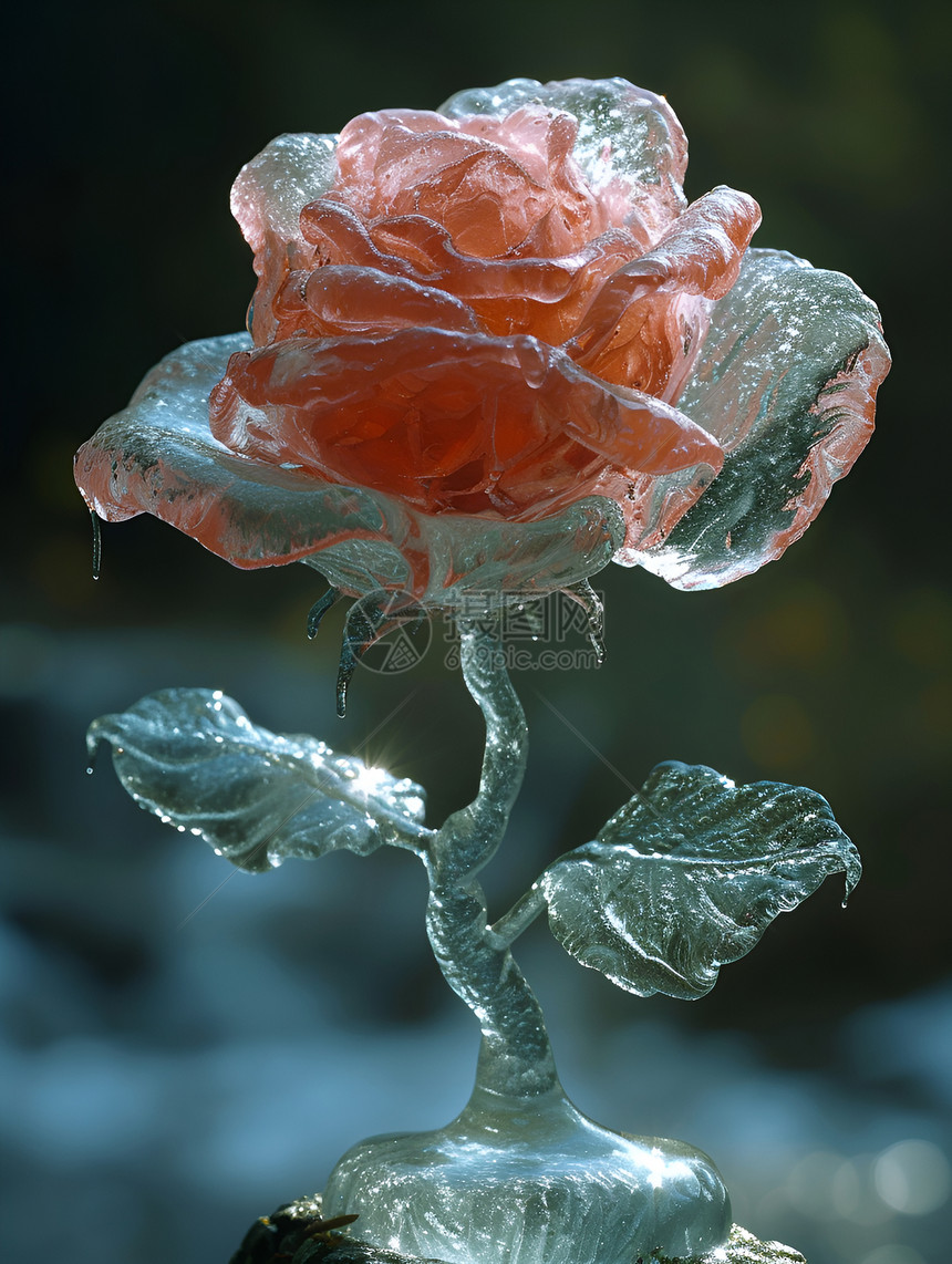 冰雕中的玫瑰之美图片