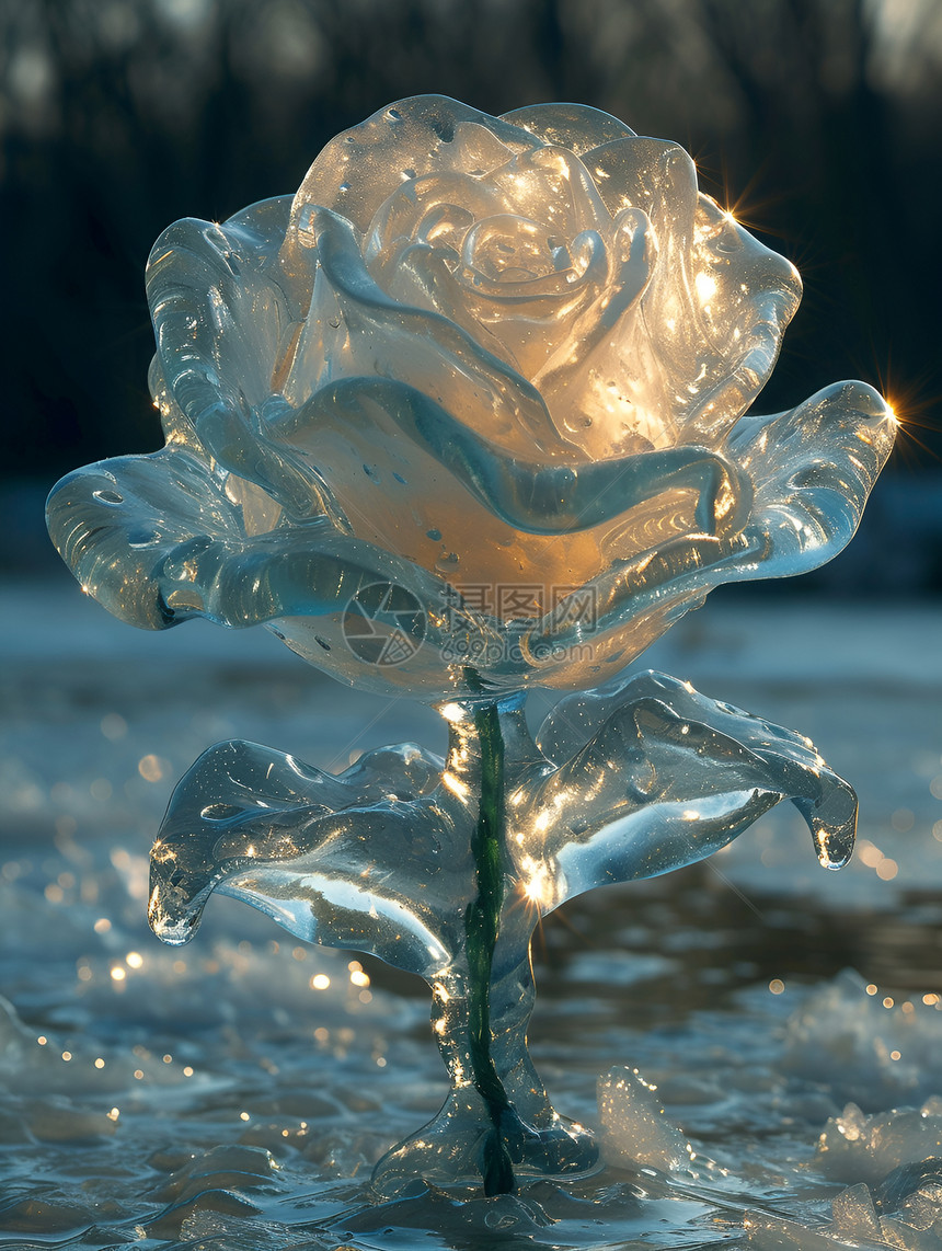 冰雕玫瑰花图片