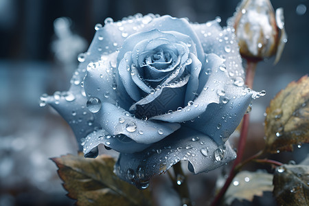 冰蓝色的玫瑰背景图片