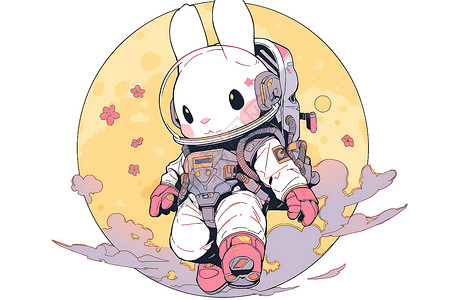月球上的好奇兔子背景图片