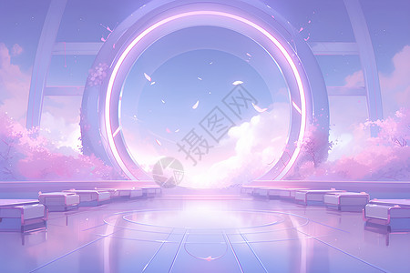 梦幻紫色圆空间场景背景图片