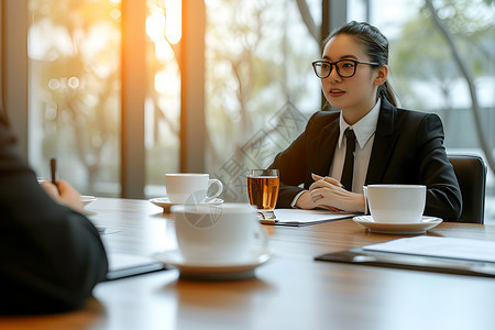 女子办公图会议中的女子背景