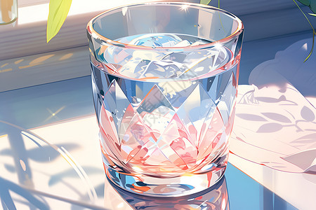 水杯的梦幻色彩背景图片