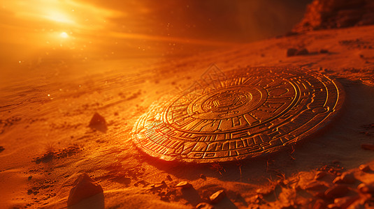 沙漠中的日晷背景图片