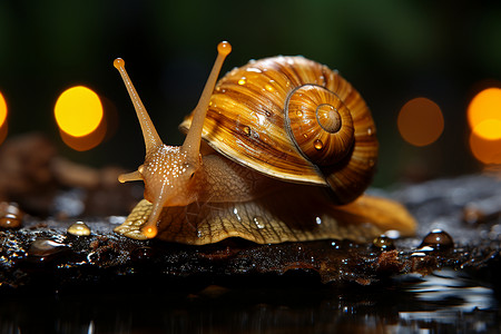 水塘中的蜗牛背景图片