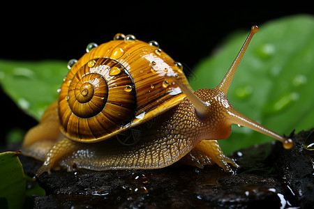 雨中的蜗牛背景图片