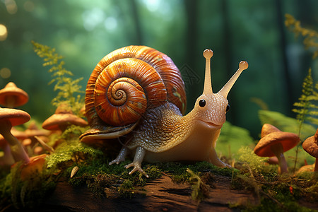 森林中的蜗牛背景图片