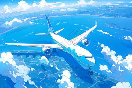 天空中的飞机插画
