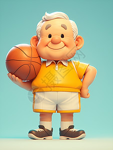 卡通打篮球的人物老年打篮球插画