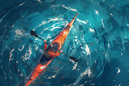 皮划艇运动海上的皮划艇插画