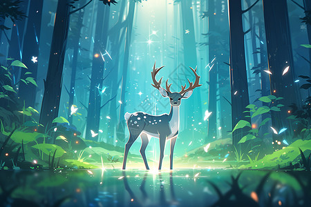 丛林仙境仙境之鹿插画