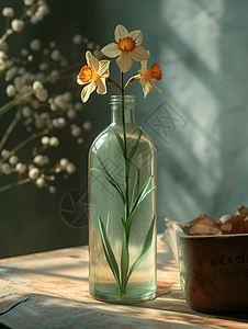 美丽水仙花瓶子美丽的鲜花设计图片
