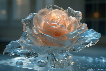 漂亮的冰玫瑰背景图片