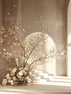 花房里的白色鲜花高清图片
