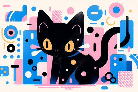 漂亮的的小黑猫背景图片