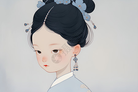 清代的少女插画背景图片