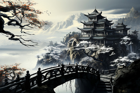 传统中国建筑背景图片