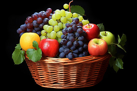 水果果篮果篮中的诱人色彩背景