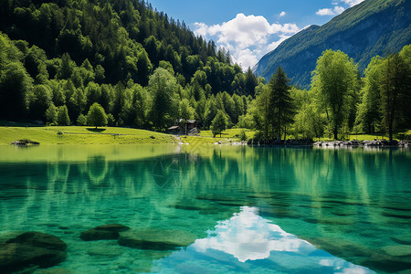 湖山倒影自然美景高清图片